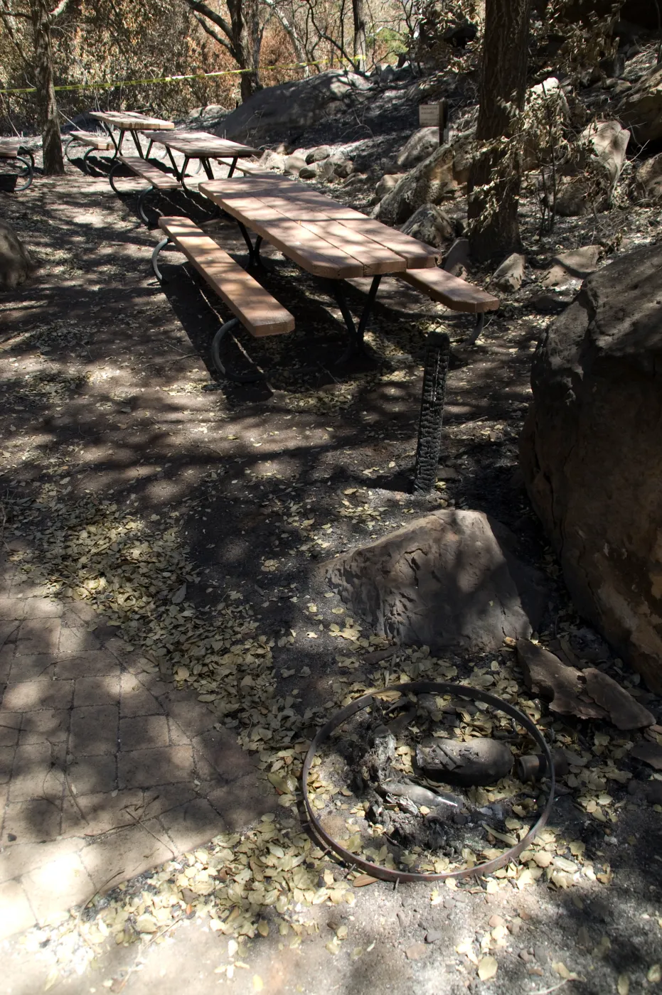 Picnic Area and tables after the Jesusita Fire