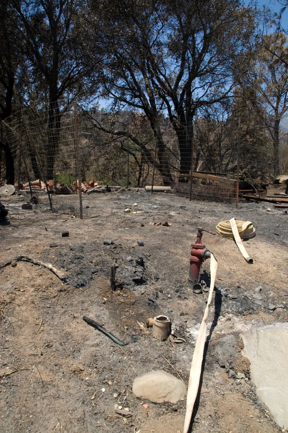 fire hose at the top of the East Slope after the Jesusita Fire