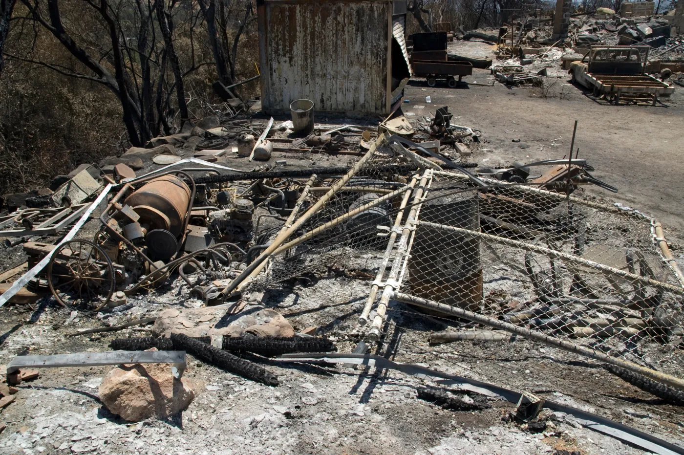 fire debris at the Gane House site, after the Jesusita Fire