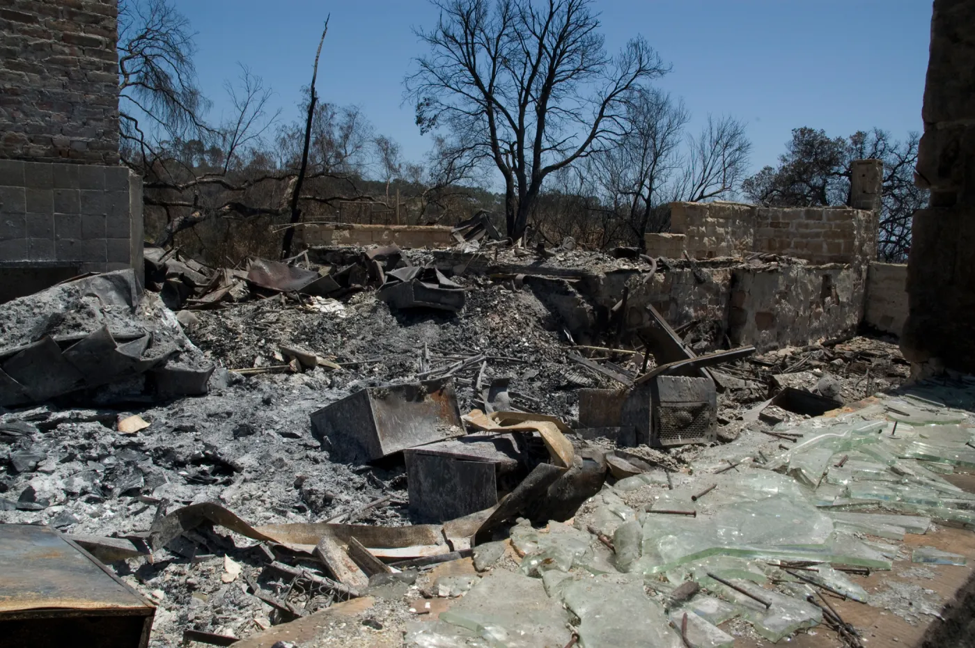 fire debris at the Gane House, after the Jesusita Fire