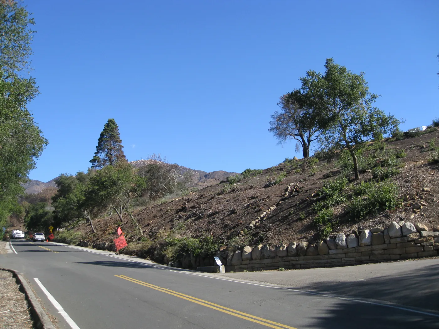 Clearing along Mission Canyon Rd after Jesusita Fire
