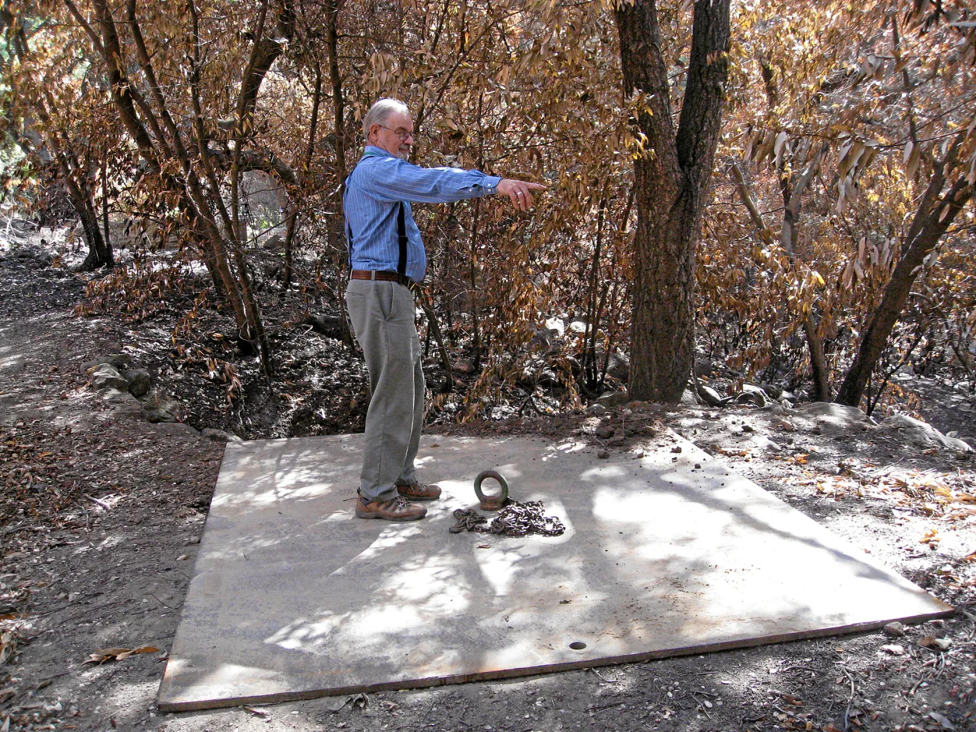 Dieter Wilken along Mission Creek after the Jesusita Fire, June 2009
