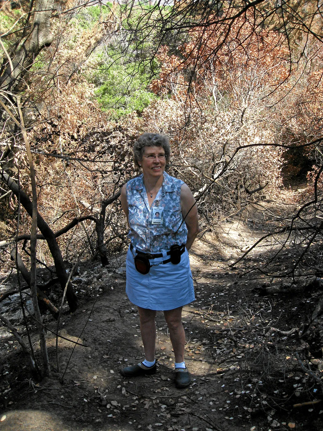 Ingrid Kaper along Woodland Trail after the Jesusita Fire