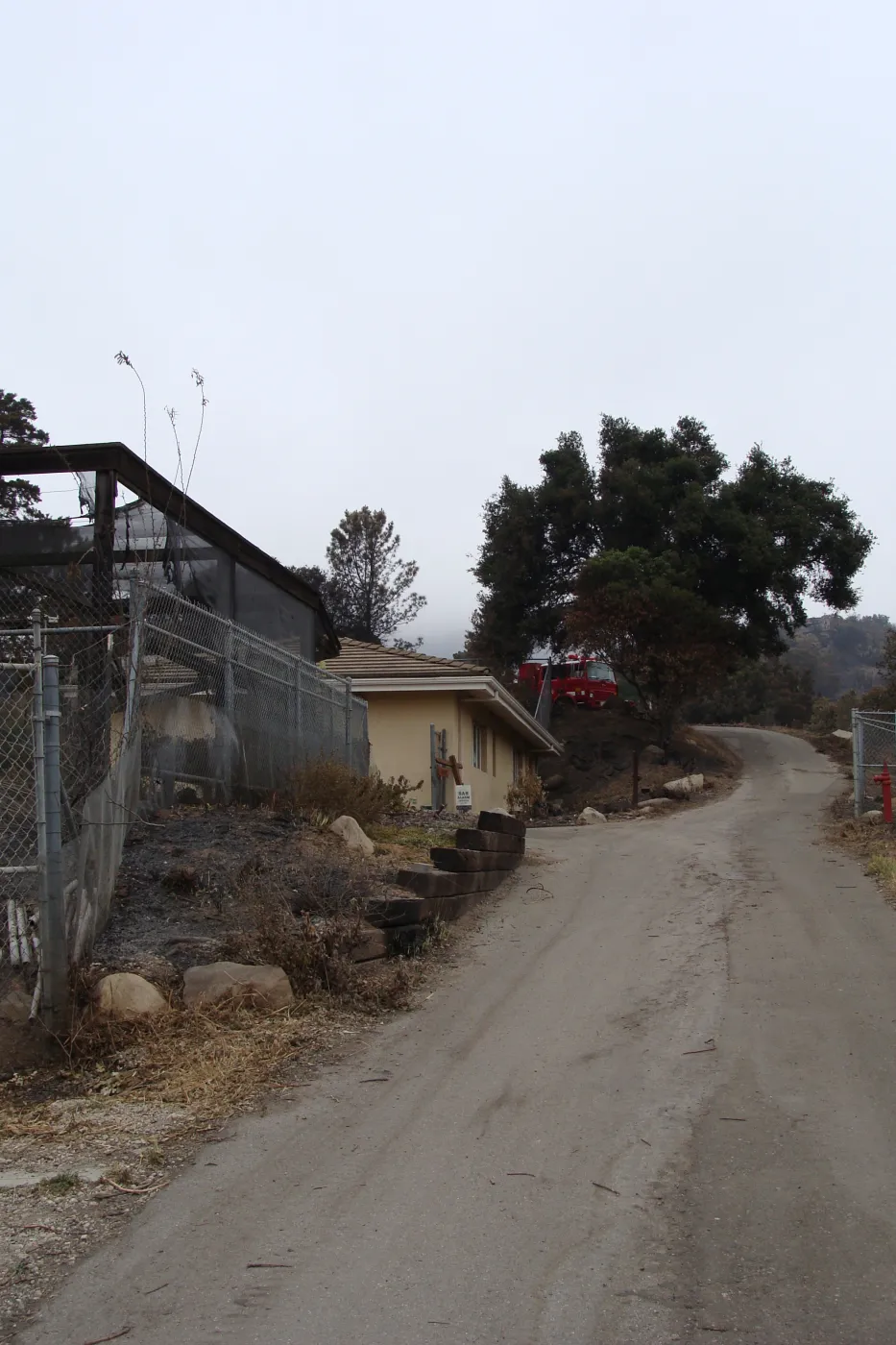 driveway behind the Hort Unit, after the Jesusita Fire