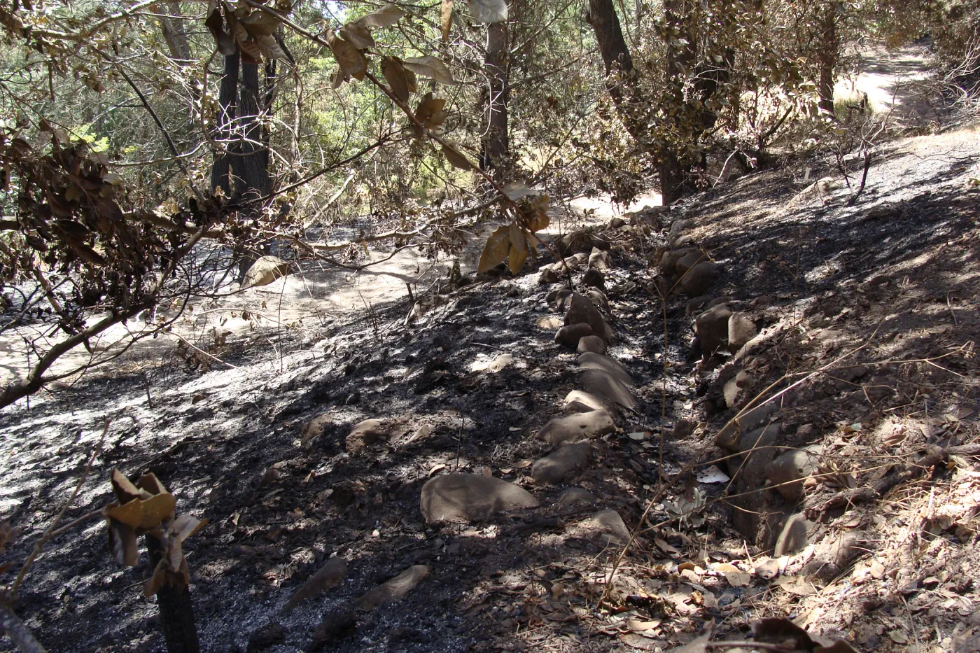 more of the historic aqueduct was uncovered by the fire, near the Island Section, after the Jesusita Fire