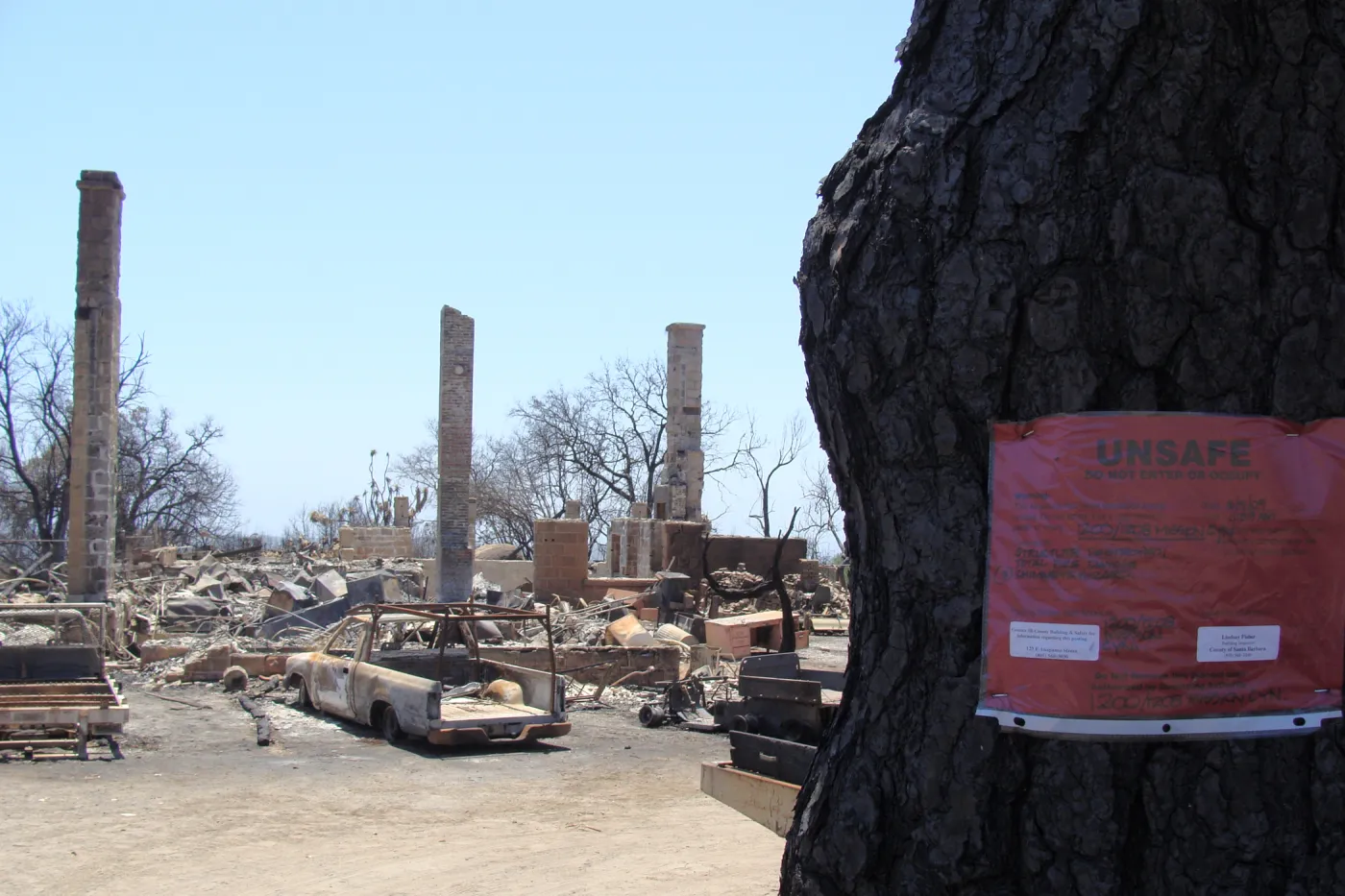 red tag at the Gane/Lotterhos site, after the Jesusita Fire