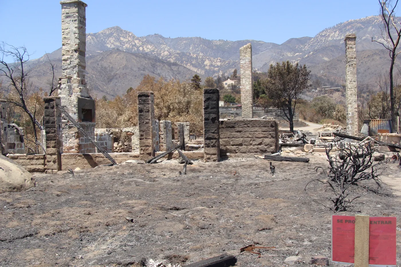 red tag at the Gane/Lotterhos site, after the Jesusita Fire