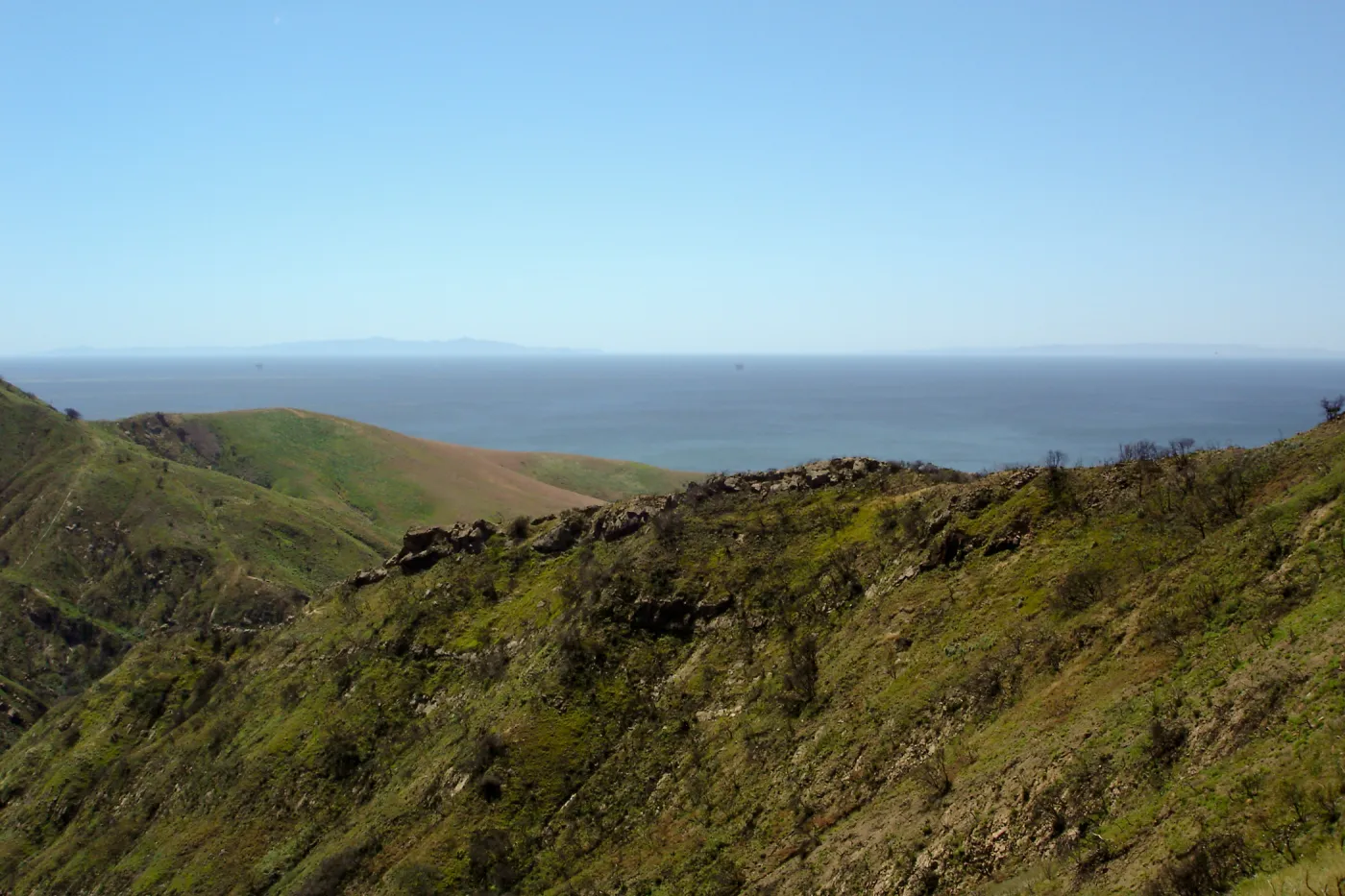Gaviota burn site, SBBG staff field trip 2005, view to Santa Rosa and San Miguel Islands