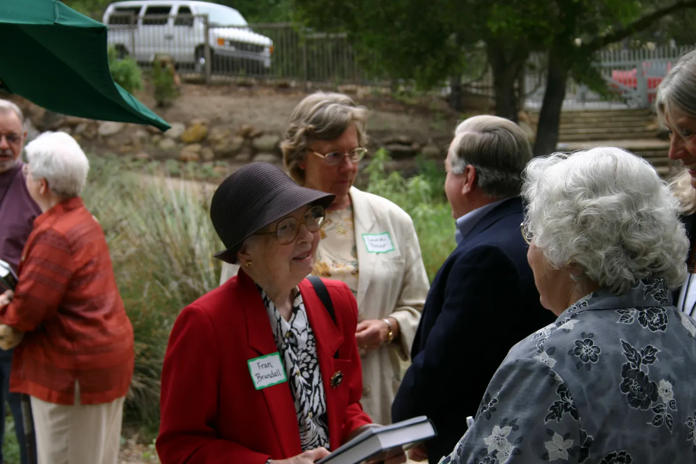 Bliss Luncheon, on the Blaksley Boulder patio, Fran Brundell and Laurie Potter