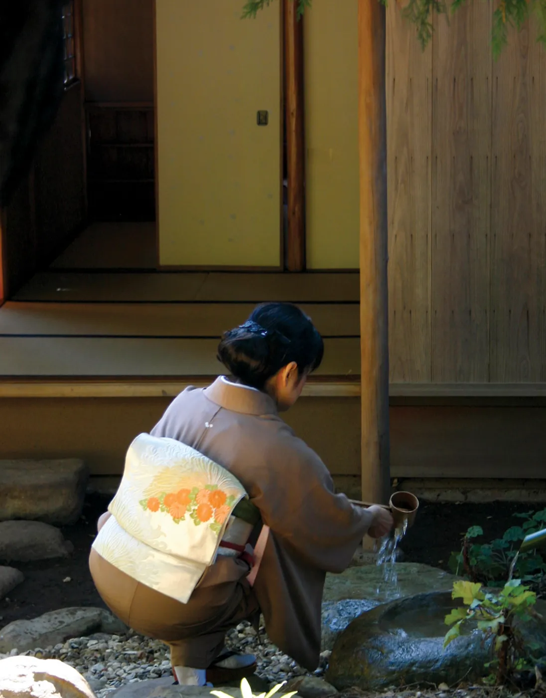 Tea Ceremony, SBBG Tea House, fountain