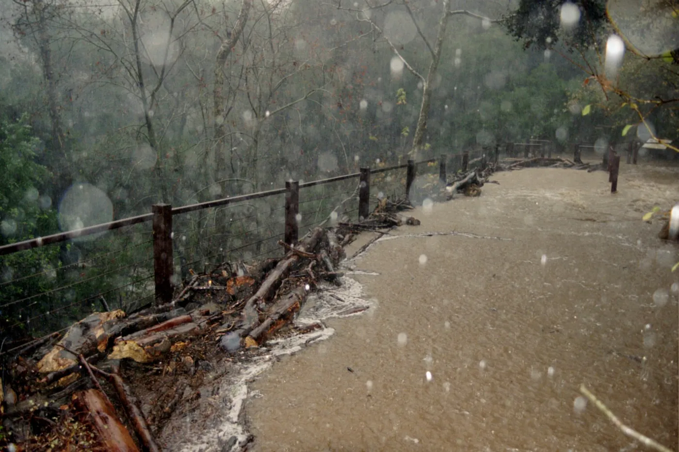 flood and storm debris at Mission Dam, Mission Creek