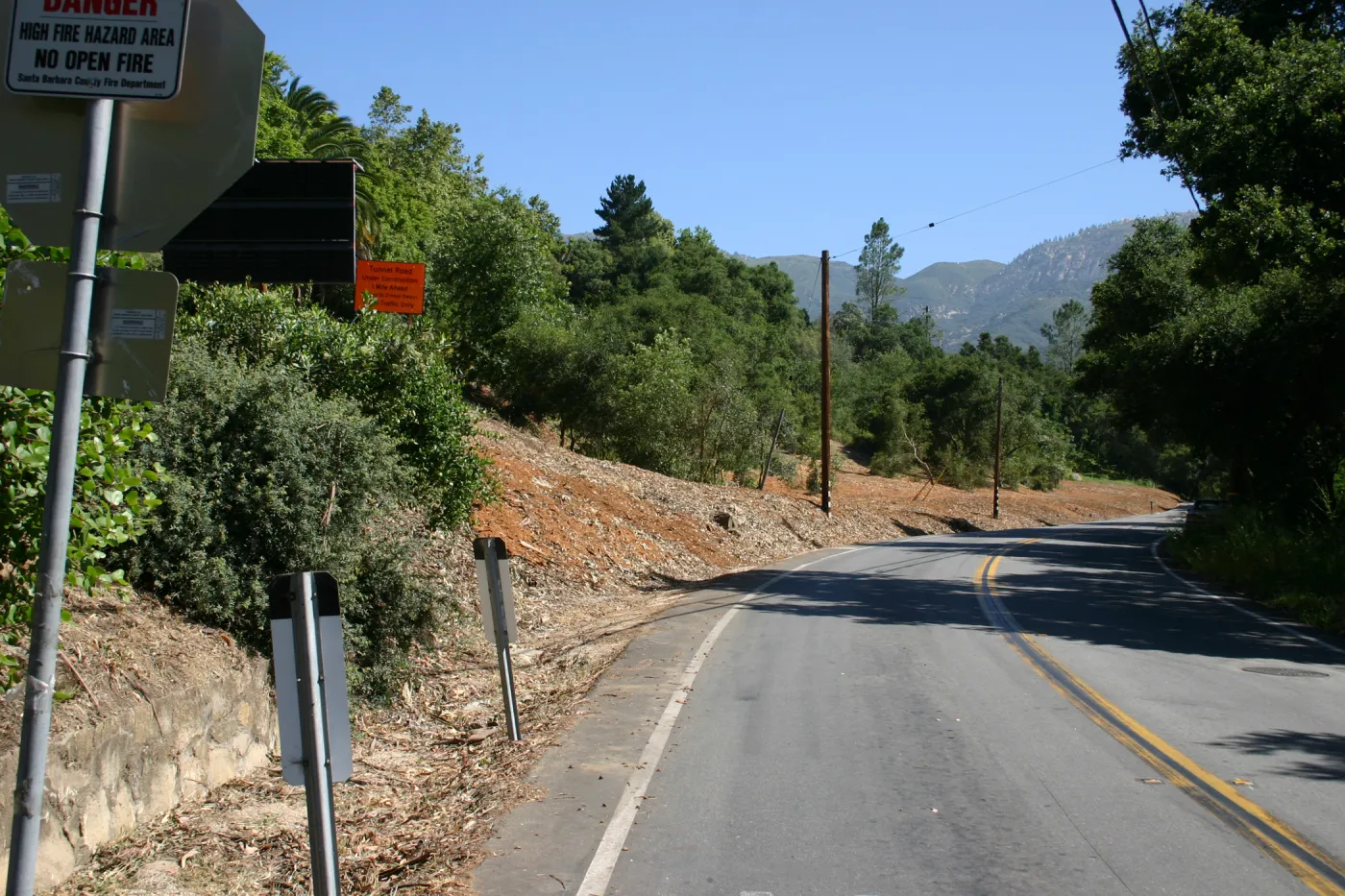 Mission Canyon Road after removal of Eucalyptus trees