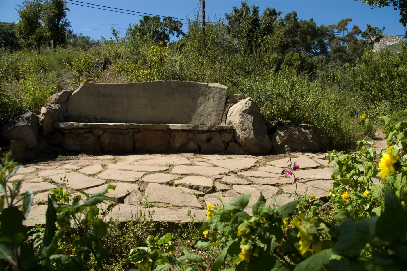 stone Pritchett Bench on the Pritcehtt Trail, SBBG 2 years after the Jesusita Fire