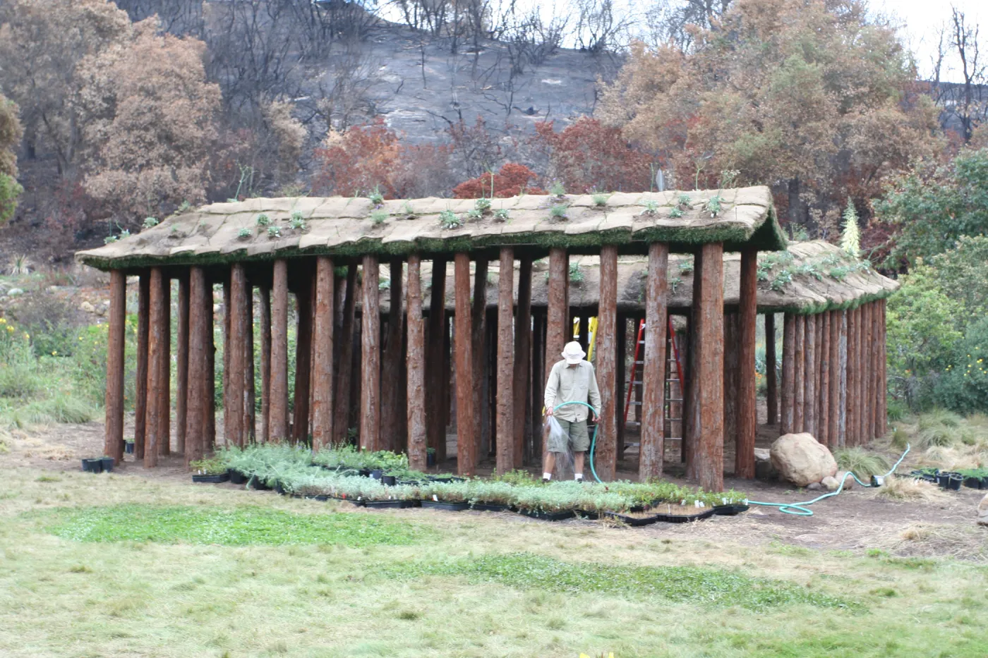 SBBG Fire Walk in the Garden, one month after Jesusita Fire, Herb Parker sculpture