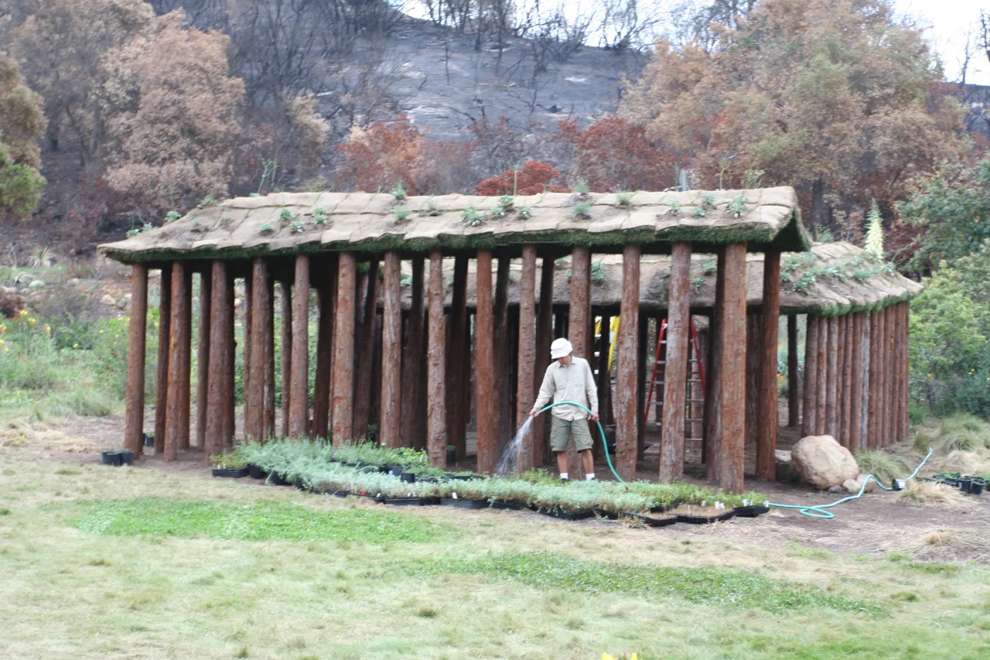 SBBG Fire Walk in the Garden, one month after Jesusita Fire, Herb Parker sculpture