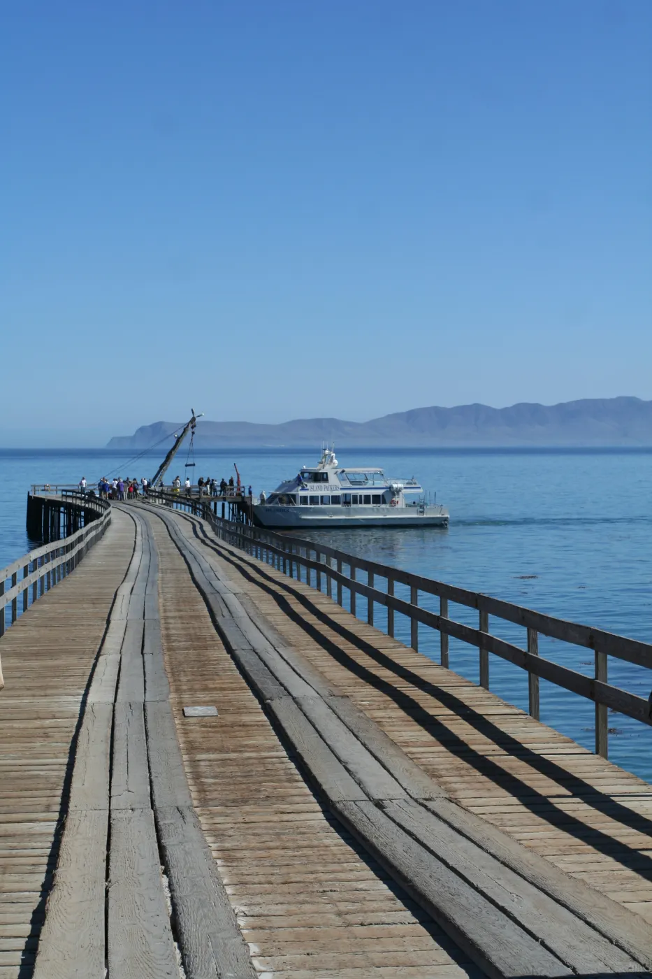 pier and boat, Santa Rosa Island, SBBG field trip