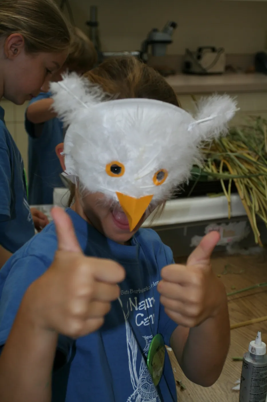 feather masks, SBBG Summer Nature Camp, 2008
