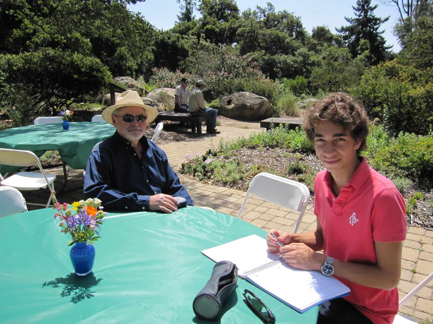 John Wiemann is interviewed by a reporter from the Daily Nexxus, SBBG Volunteer Luncheon, 2011