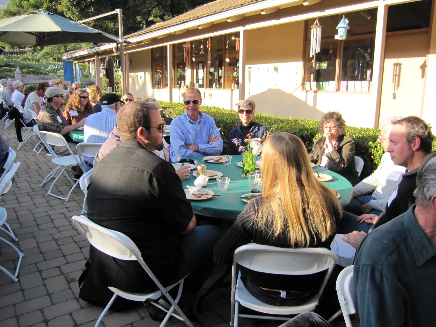 round tables in the Courtyard, SBBG Members Picnic, 2011