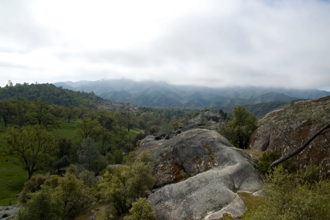view from top of Wagon Caves rock shelter, Fort Hunter Liggett, SBBG Research and Conservation staff field trip, 2006