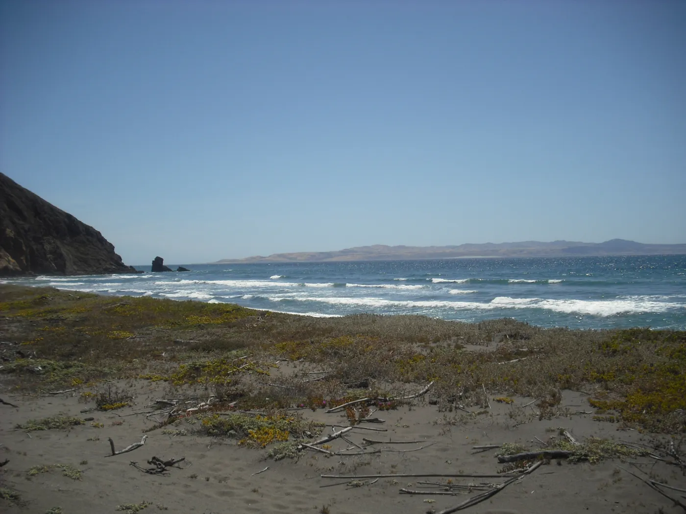 Christy Beach on west end of island with view to Santa Rosa Island, SBBG Field Trip to Santa Cruz Island, 2011