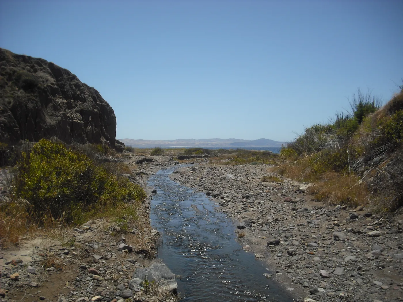 Christy Beach trail, stream, SBBG Field Trip to Santa Cruz Island, 2011
