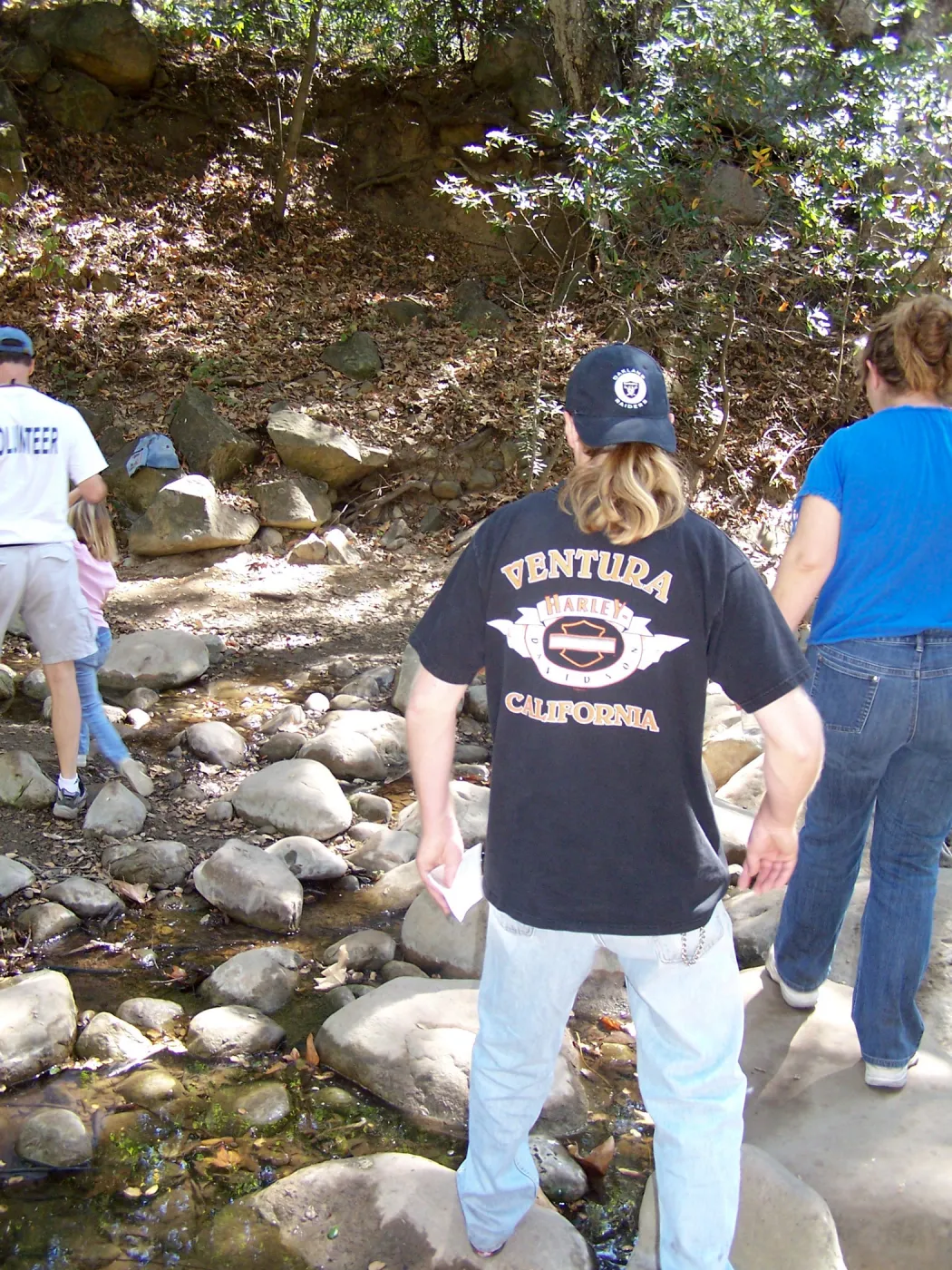 SBBG Community Free Day, visitors at the Mission Creek crossing