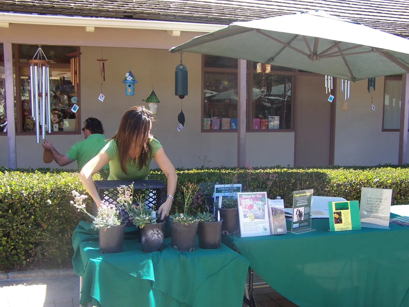 SBBG Community Free Day, Leana Orsua setting up the SBBG Membership table