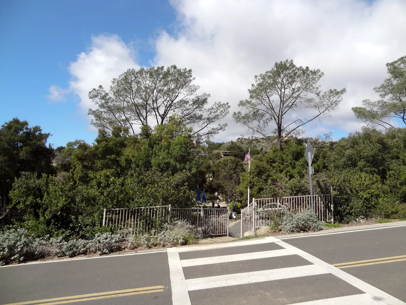 crosswalk, Mission Canyon Road, Santa Barbara Botanic Garden