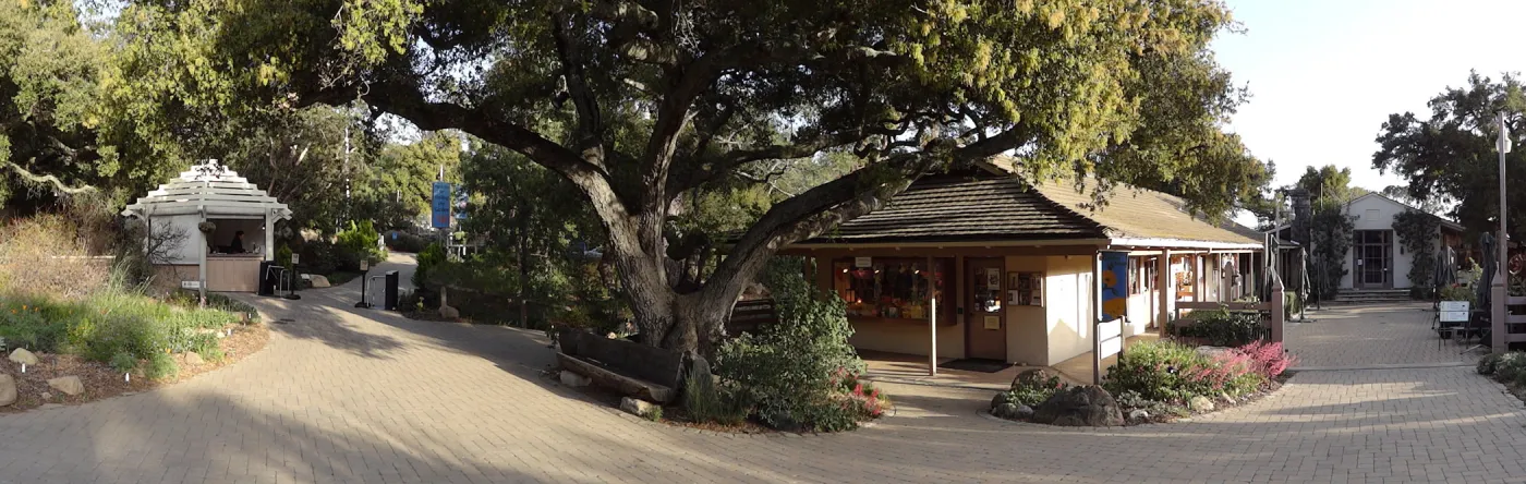 SBBG Entrance Kiosk, Garden Gift Shop, North Wing, wide panorama