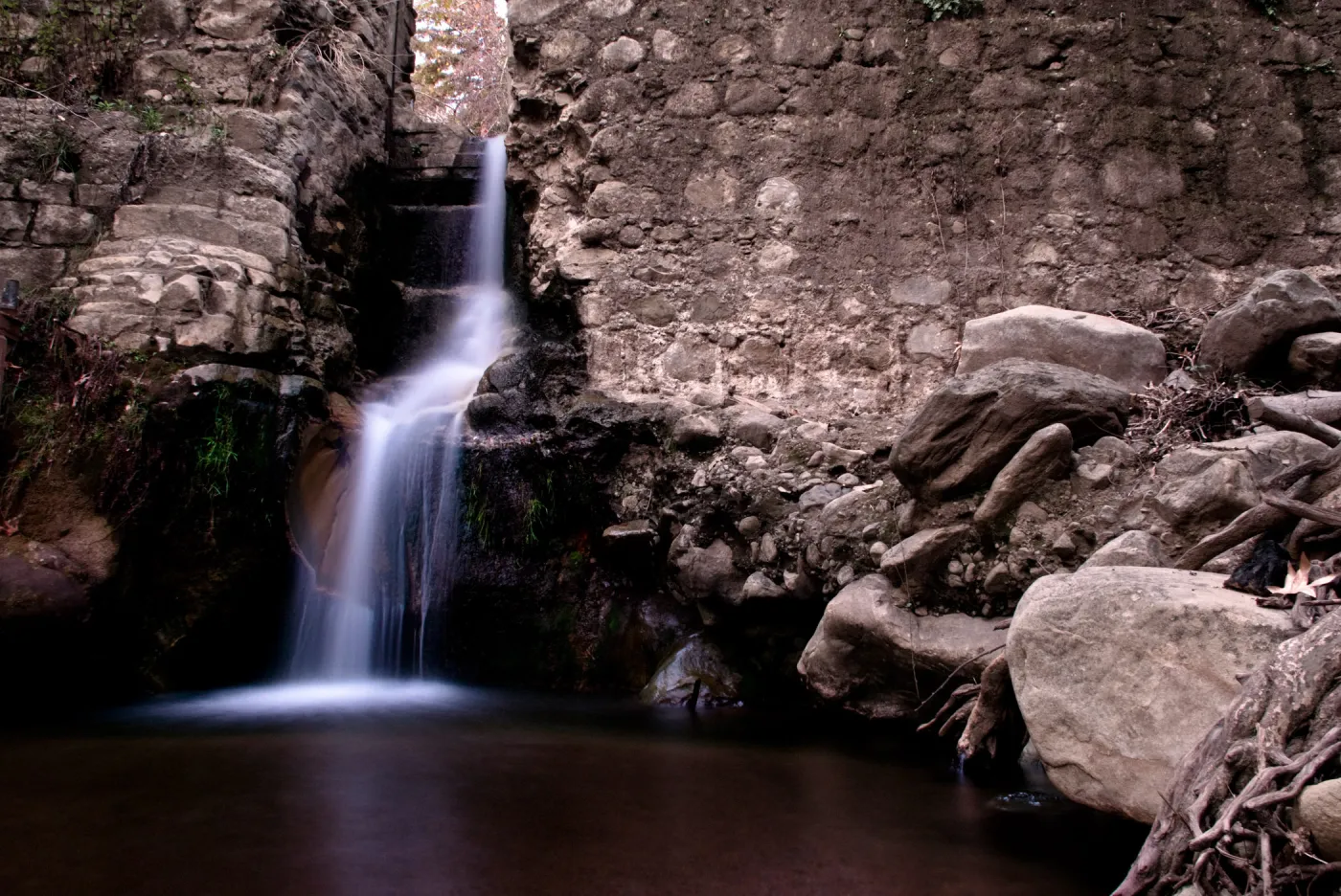 Mission Dam waterfall, Mission Creek, SBBG