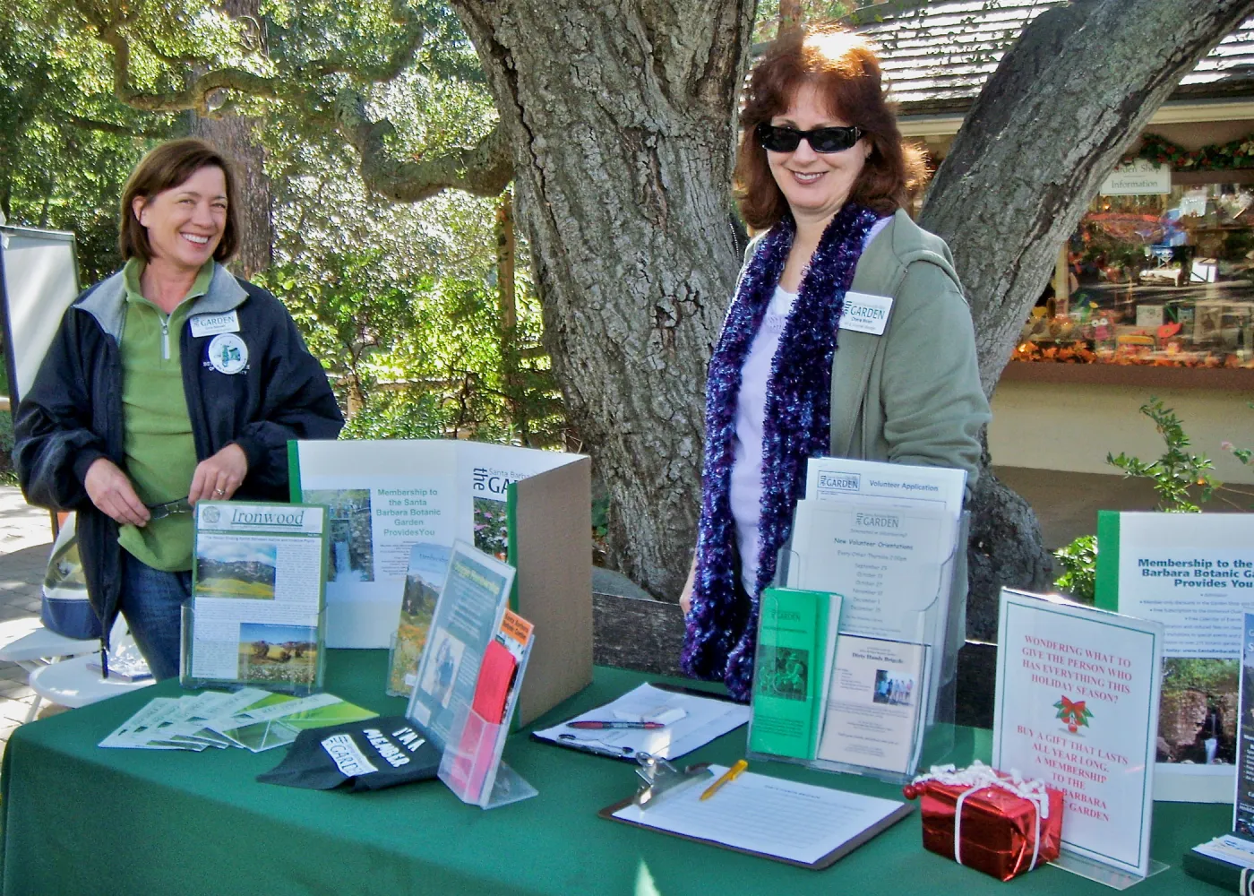 Cherie Welsh, Gina Benesh, Membership & Volunteer table display, SBBG Holiday Marketplace, 2011SBBG Holiday Marketplace, 2011