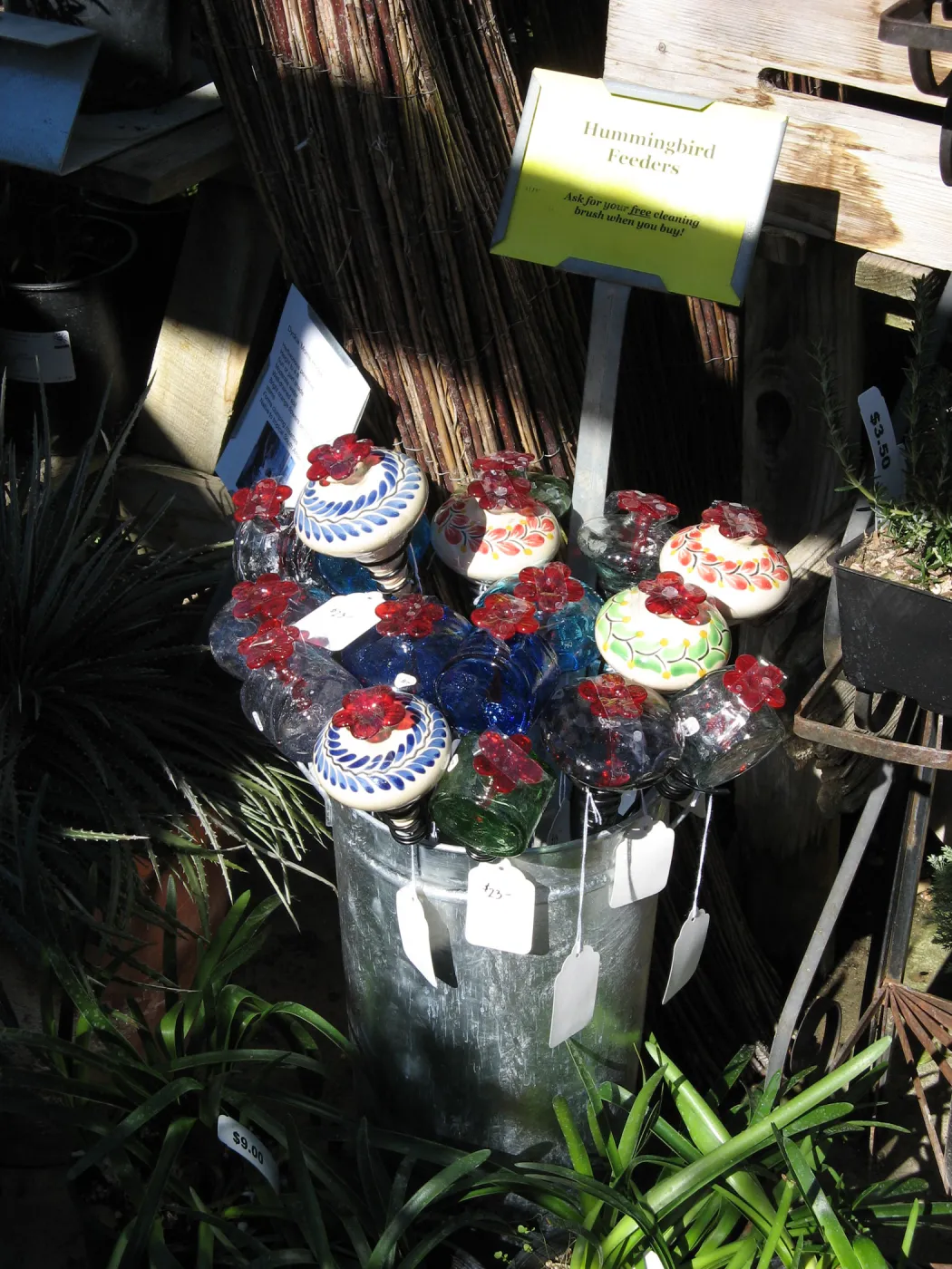 glass hummingbird feeders, SBBG Holiday Marketplace, 2006