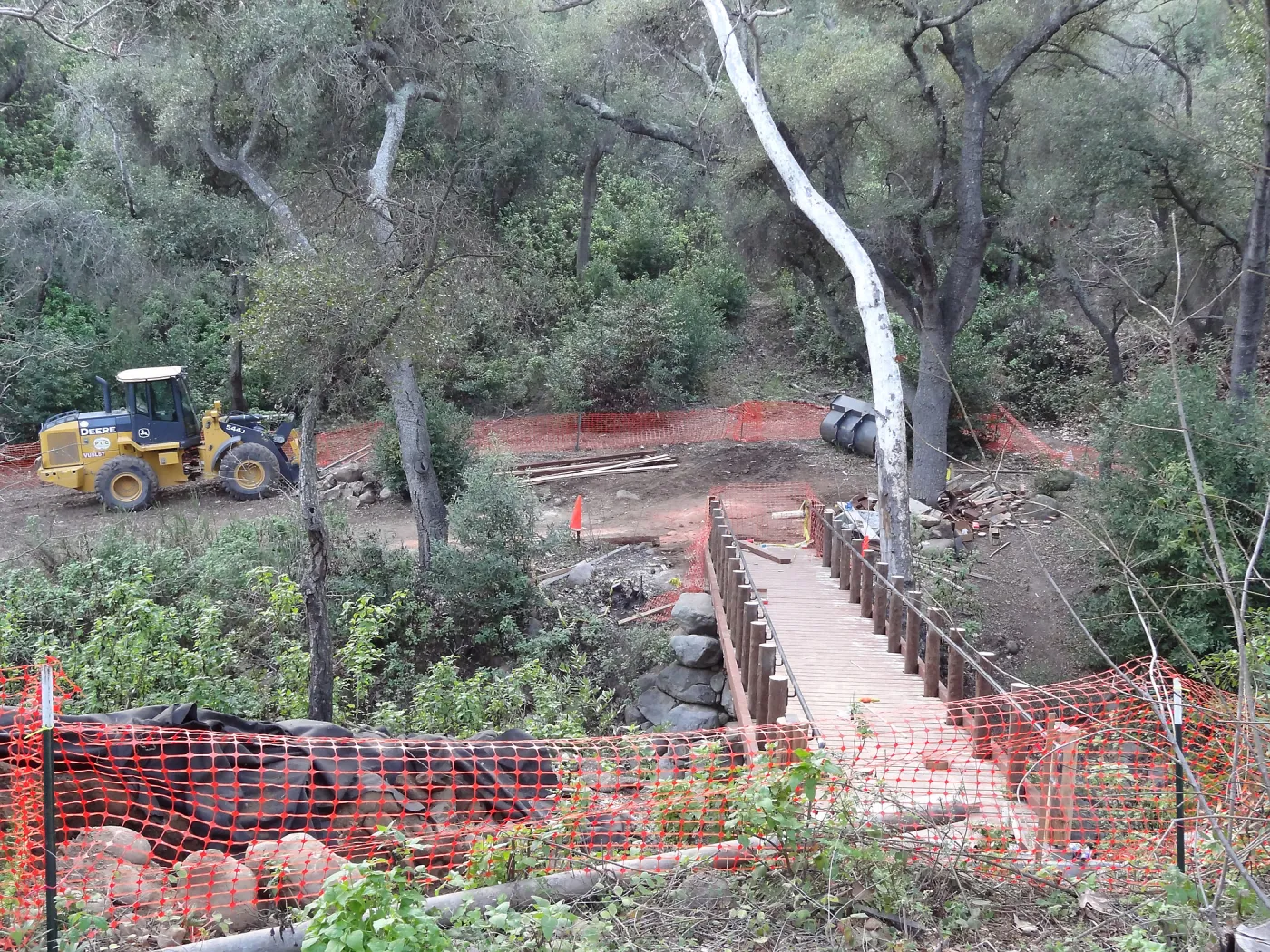 Campbell Bridge construction, Mission Creek, Spring in the Garden, February 2013, SBBG
