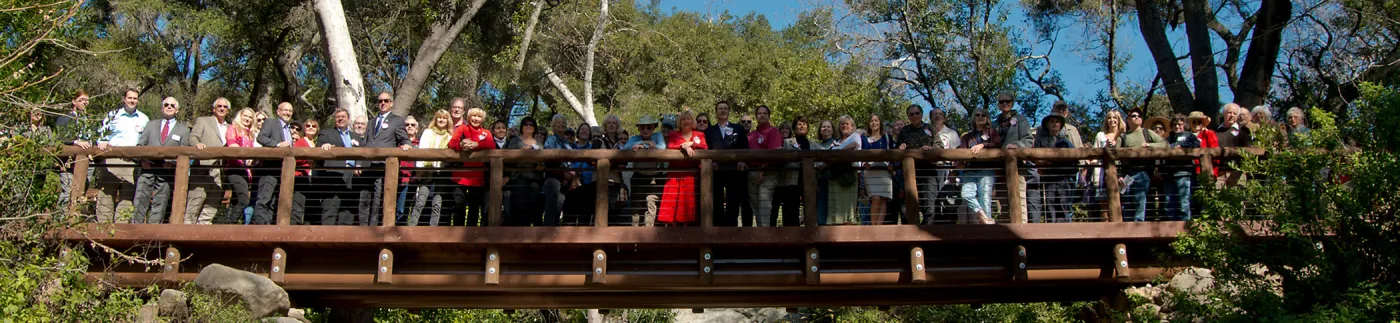 Campbell Bridge opening event, February 14, 2013, community bridge crossing, group photo