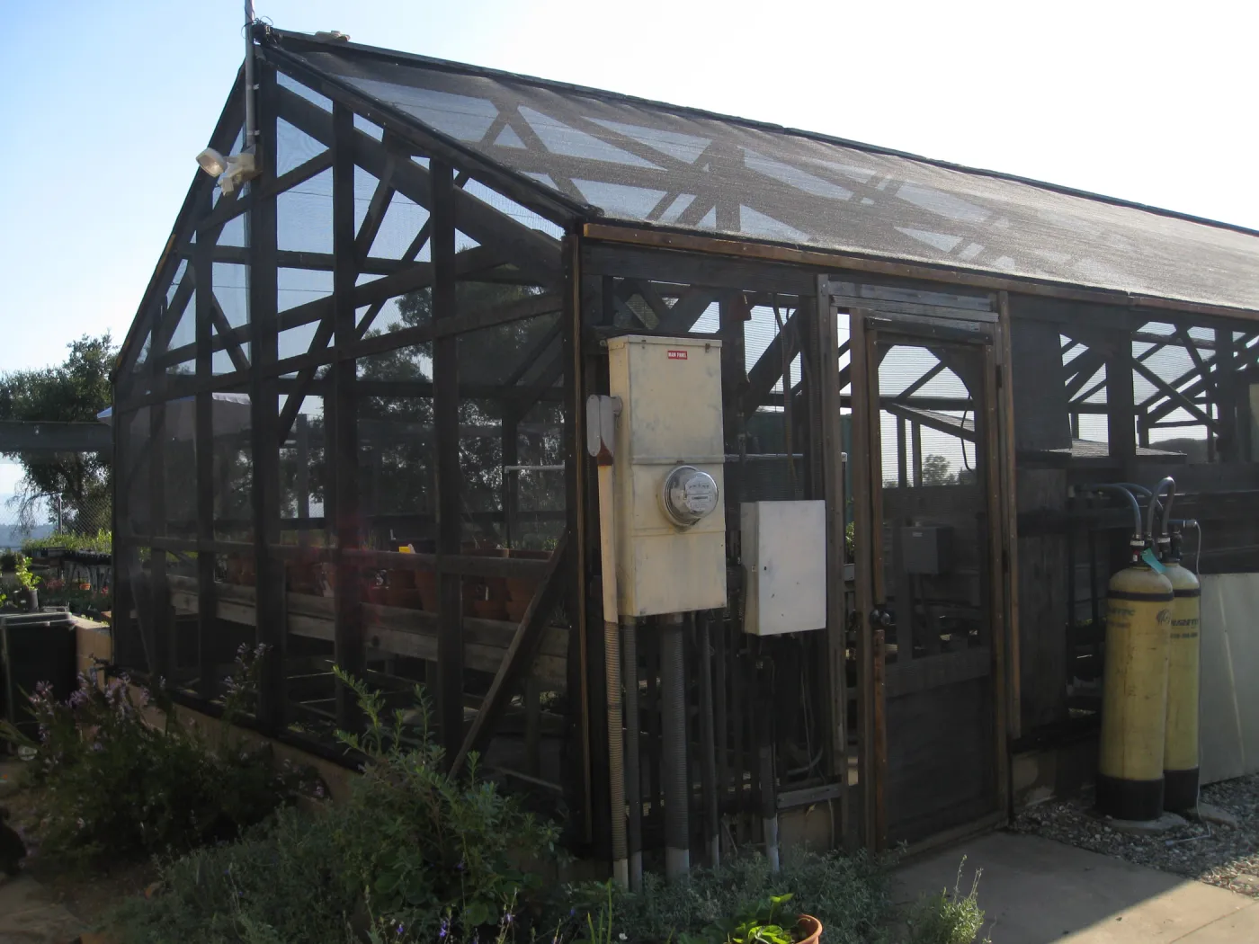 Hort nursery shade house after fire repairs