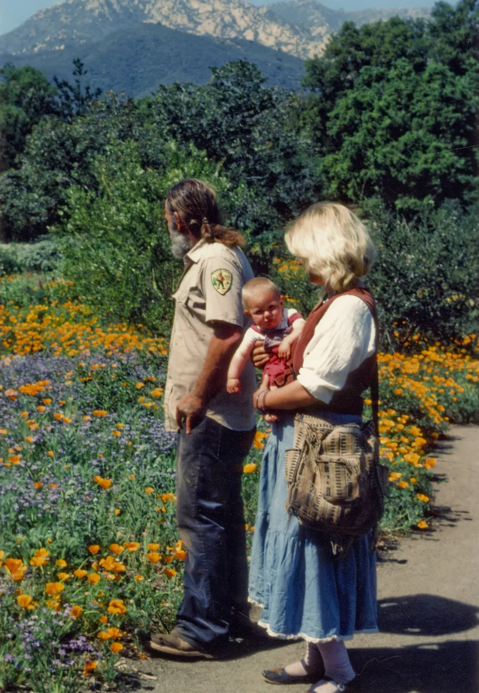 Geege, Carol, Ariel Ostroff on the Porter Trail at the Botanic Garden