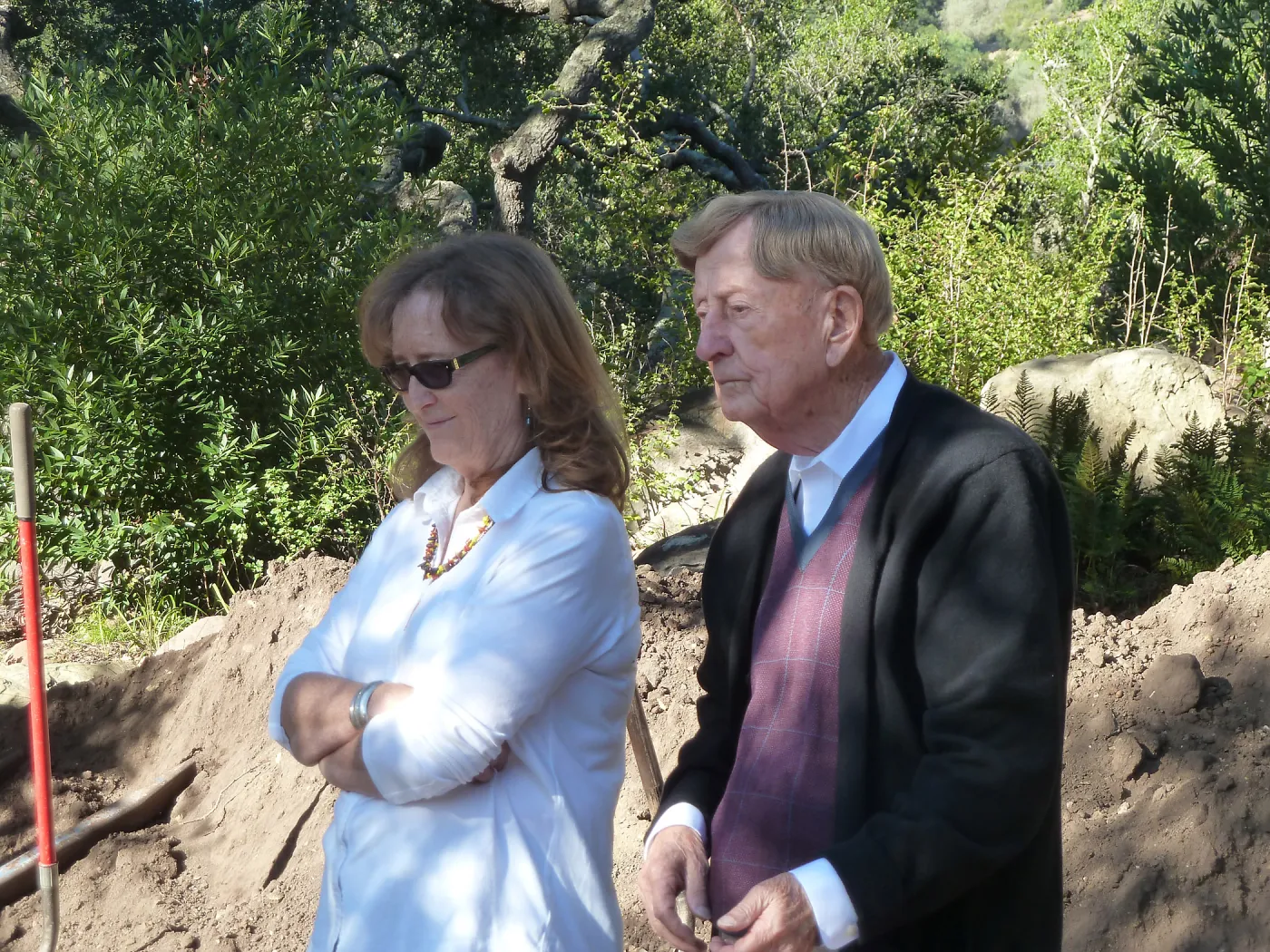 Delivery and placement of two new oak trees in the Meadow Oaks display