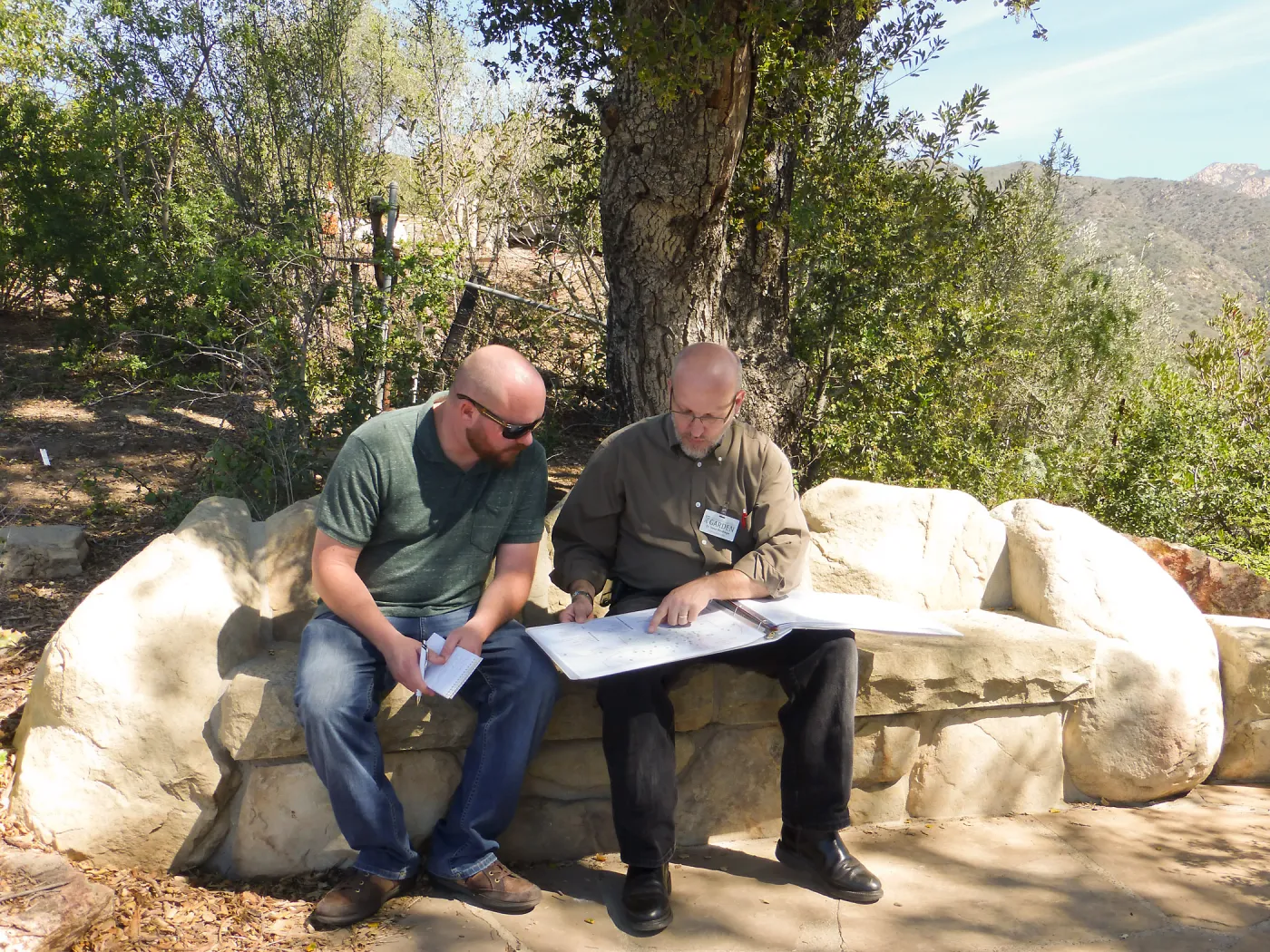 Matt Kettmann and Steve Windhager on Ada Wood Bench