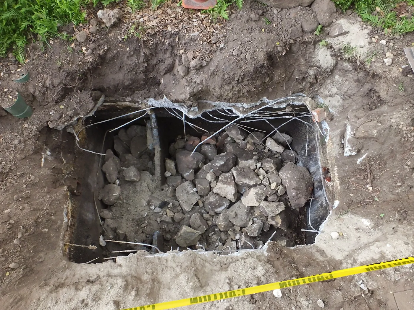 Arroyo Sewer Line Construction, septic tank being abandoned