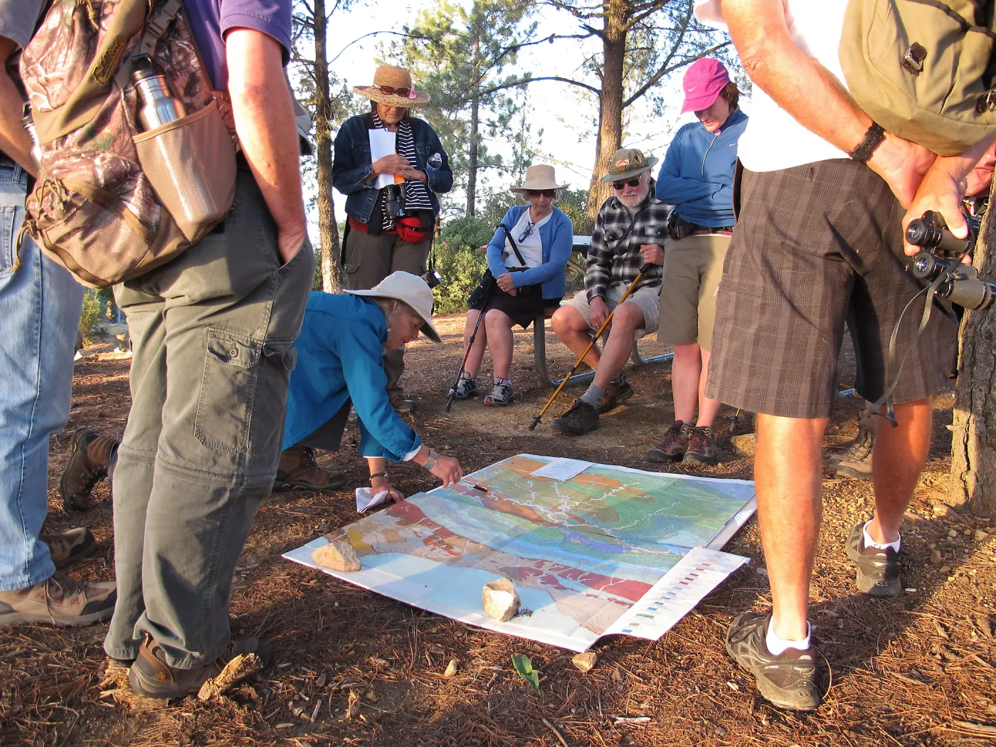 La Cumbre Peak: Sunset on the Sandstone day trip, Susie Bartz uses a Dibblee map to explain the complexity of the geology of Santa Barbara County
