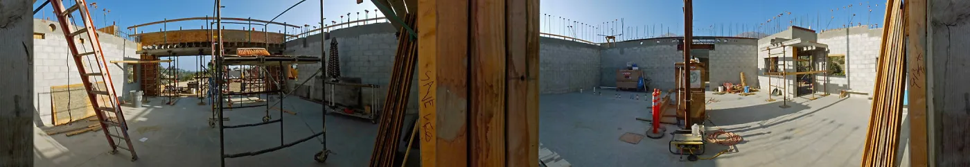 Pritzlaff Conservation Center Construction, panorama at interior entrance to Exhibit Room