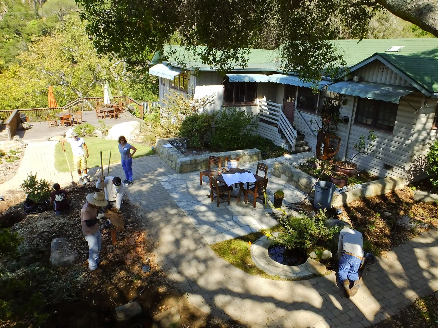 Home Demonstration Garden Renovation, view 16, looking towards southeast corner of Cottage, first day of demolition work