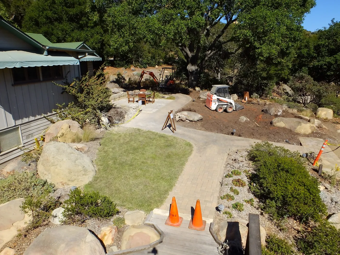 Home Demonstration Garden Renovation, view 28, looking east from deck, demolition progress