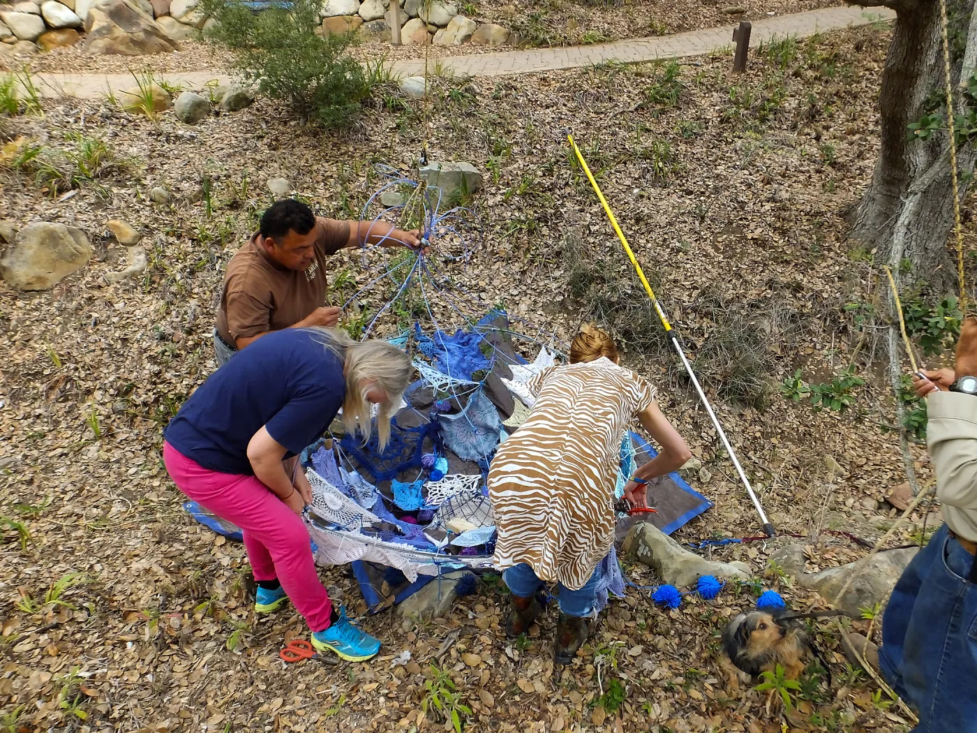 Dormant Dreams Yarn Blast, Rain Funnel Installation