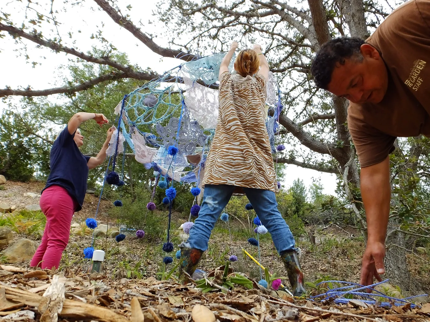 Dormant Dreams Yarn Blast, Rain Funnel Installation