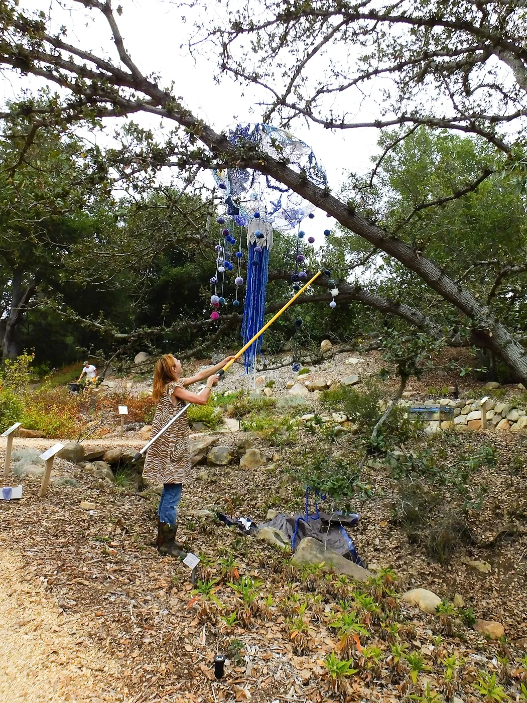 Dormant Dreams Yarn Blast, Rain Funnel Installation