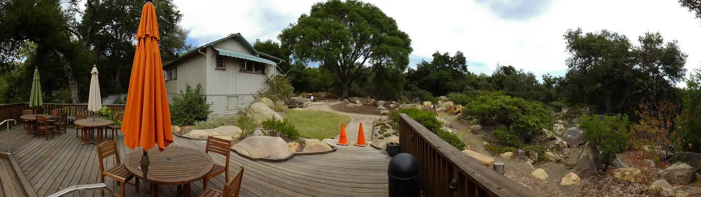 Home Demonstration Garden Renovation, view 26, panorama from deck