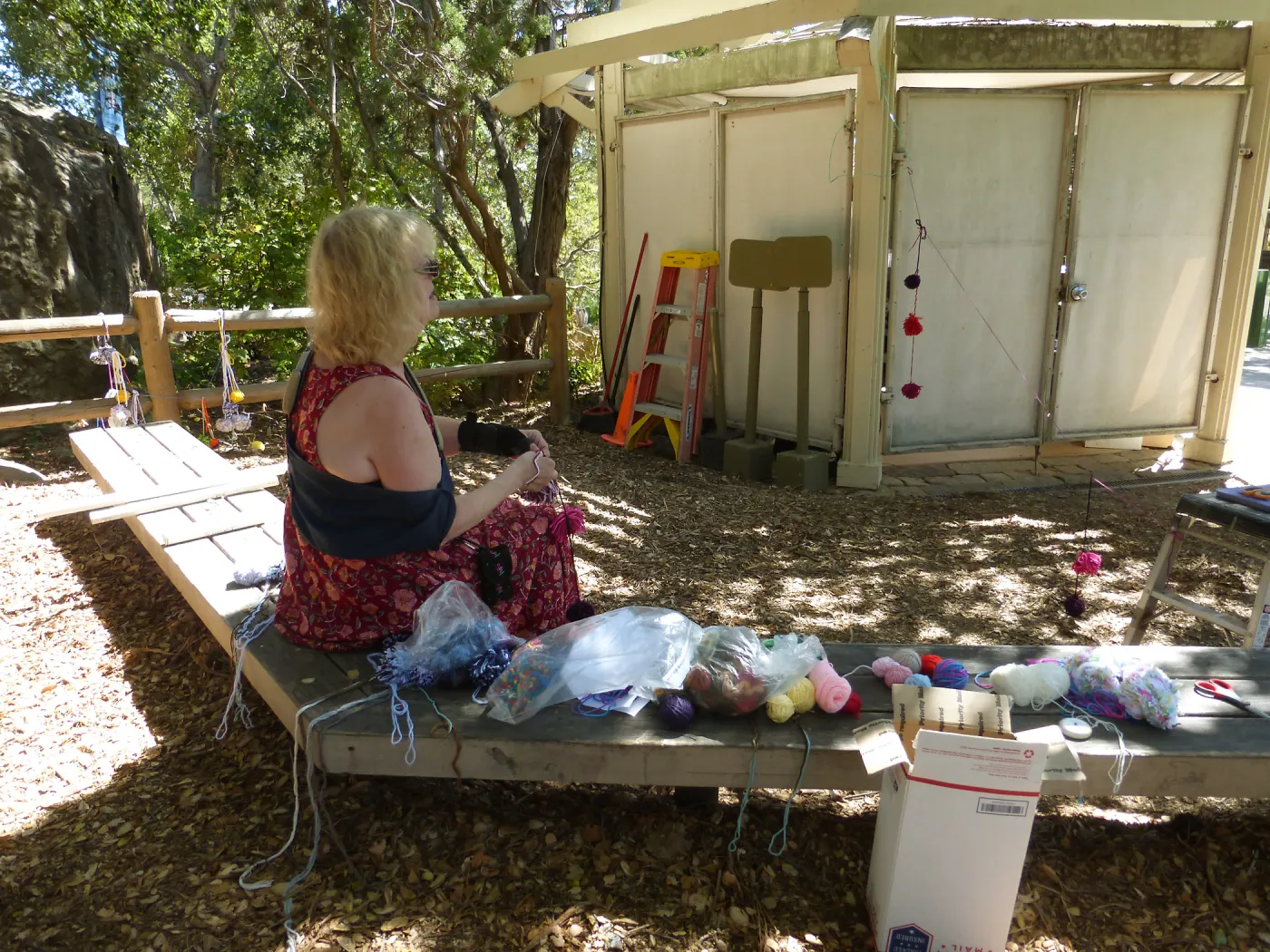 Dormant Dreams Yarn Blast Installation, Entry Kiosk Pom-Poms