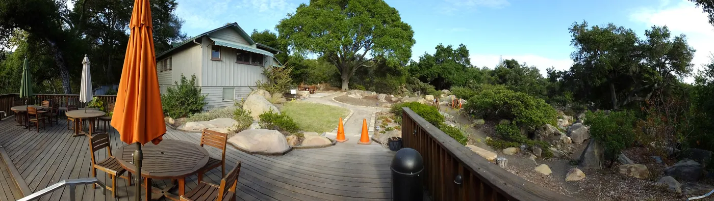 Home Demonstration Garden Renovation, view 26, panorama from deck